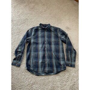 prAna Button Down Shirt Rennin Nautical Dobby Stripe Organic Cotton Men’s Large